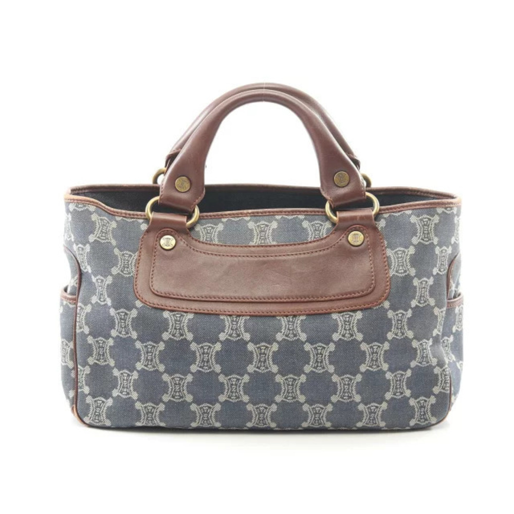Celine Boogie Bag Paris Macadam Handbag Denim Leather Navy Blue Brown